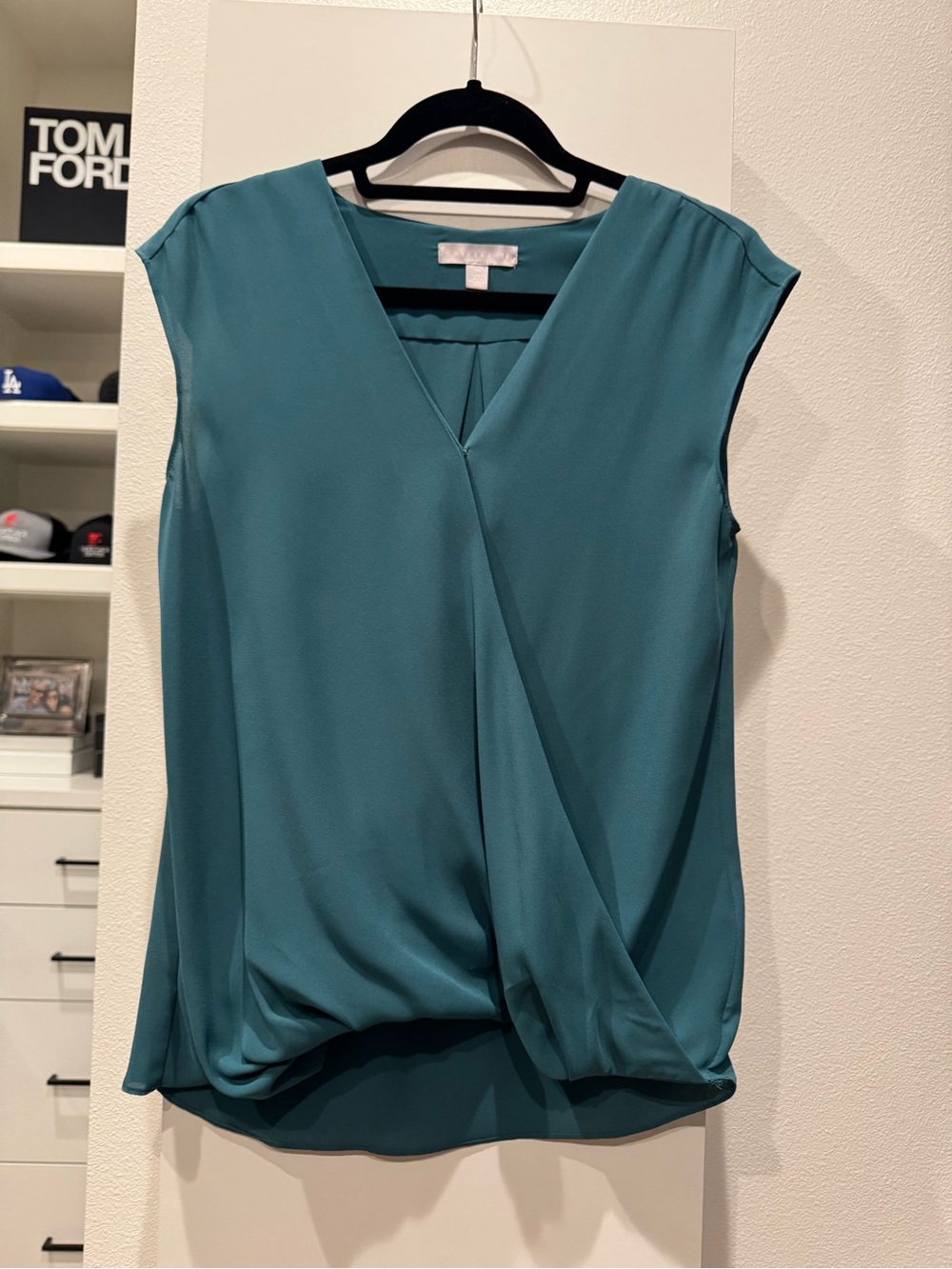 Chelsea28 Teal Sleeveless Surplice Blouse